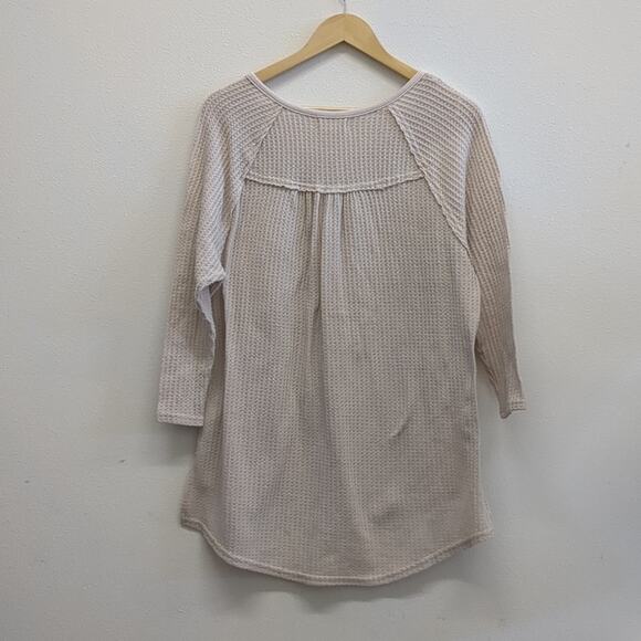 Melloday cream colored rayon blend Henley shirt size Small - Picture 6 of 6